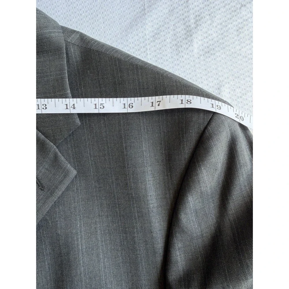 Perry Ellis Portfolio 44R Gray 100% Worsted Wool Blazer Sport Coat 3 Button